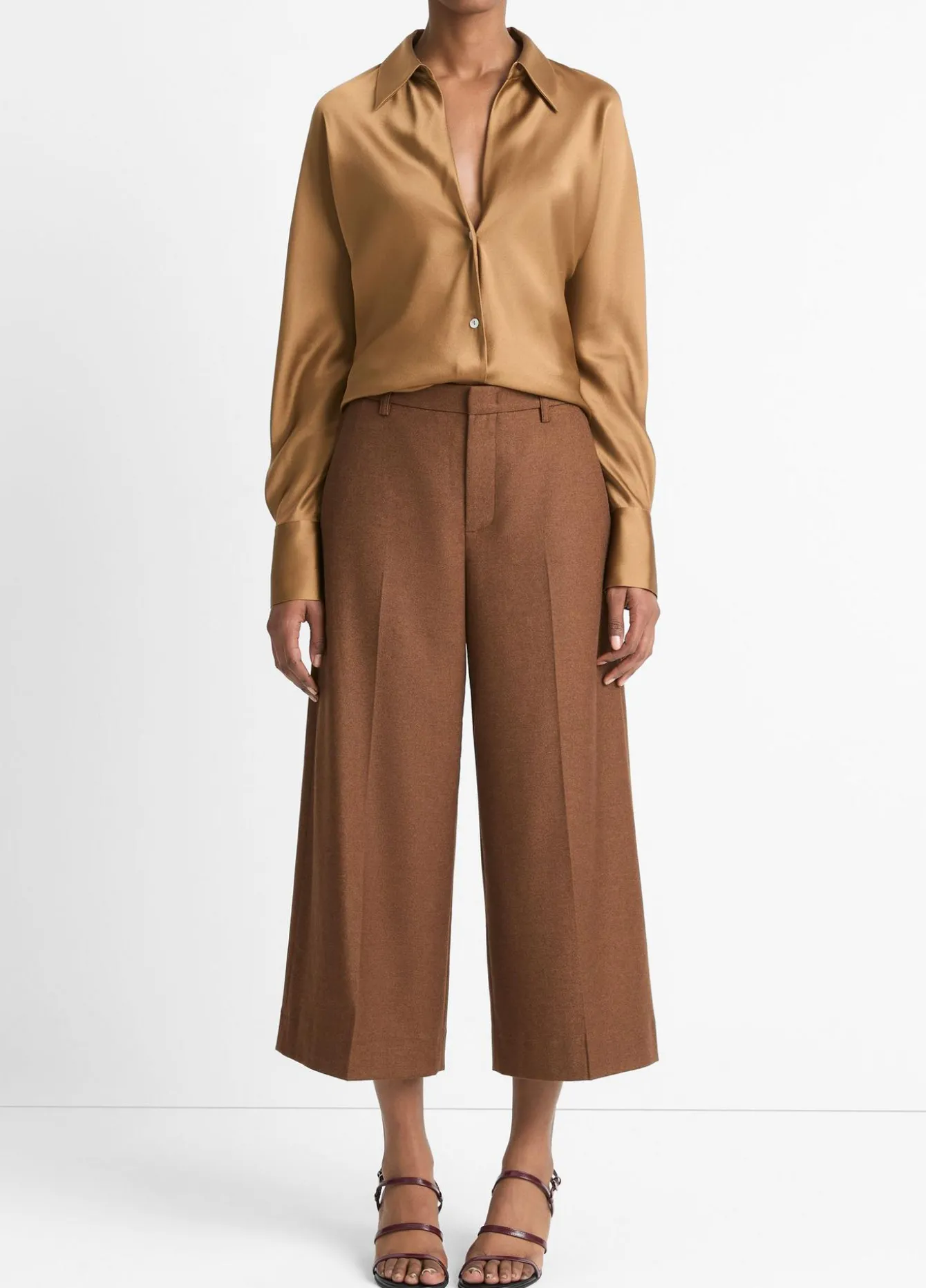 Italian Wool-Blend Flannel Mid-Rise Culotte