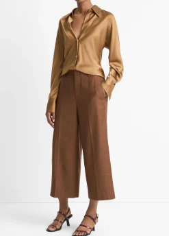 Italian Wool-Blend Flannel Mid-Rise Culotte