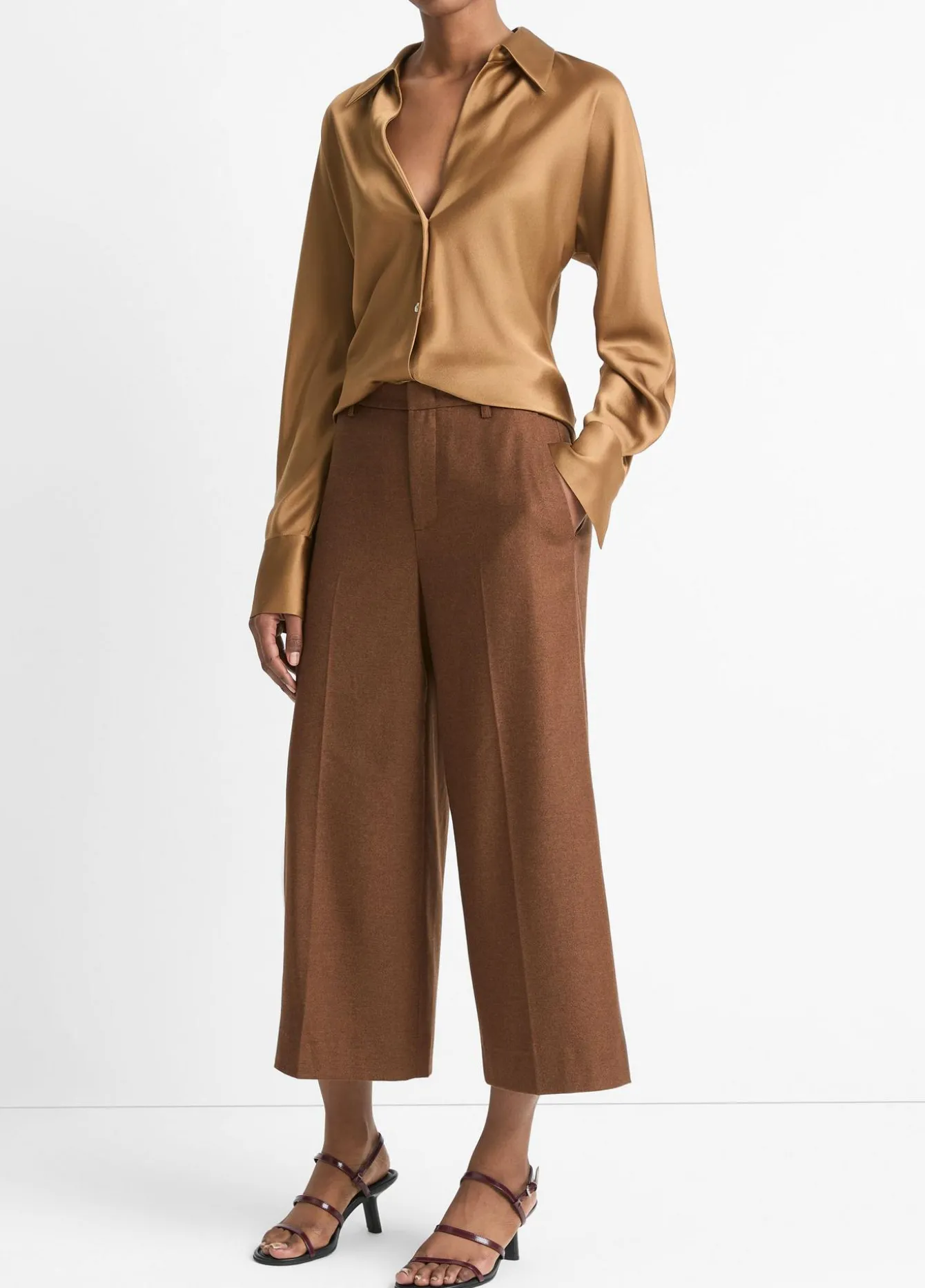 Italian Wool-Blend Flannel Mid-Rise Culotte