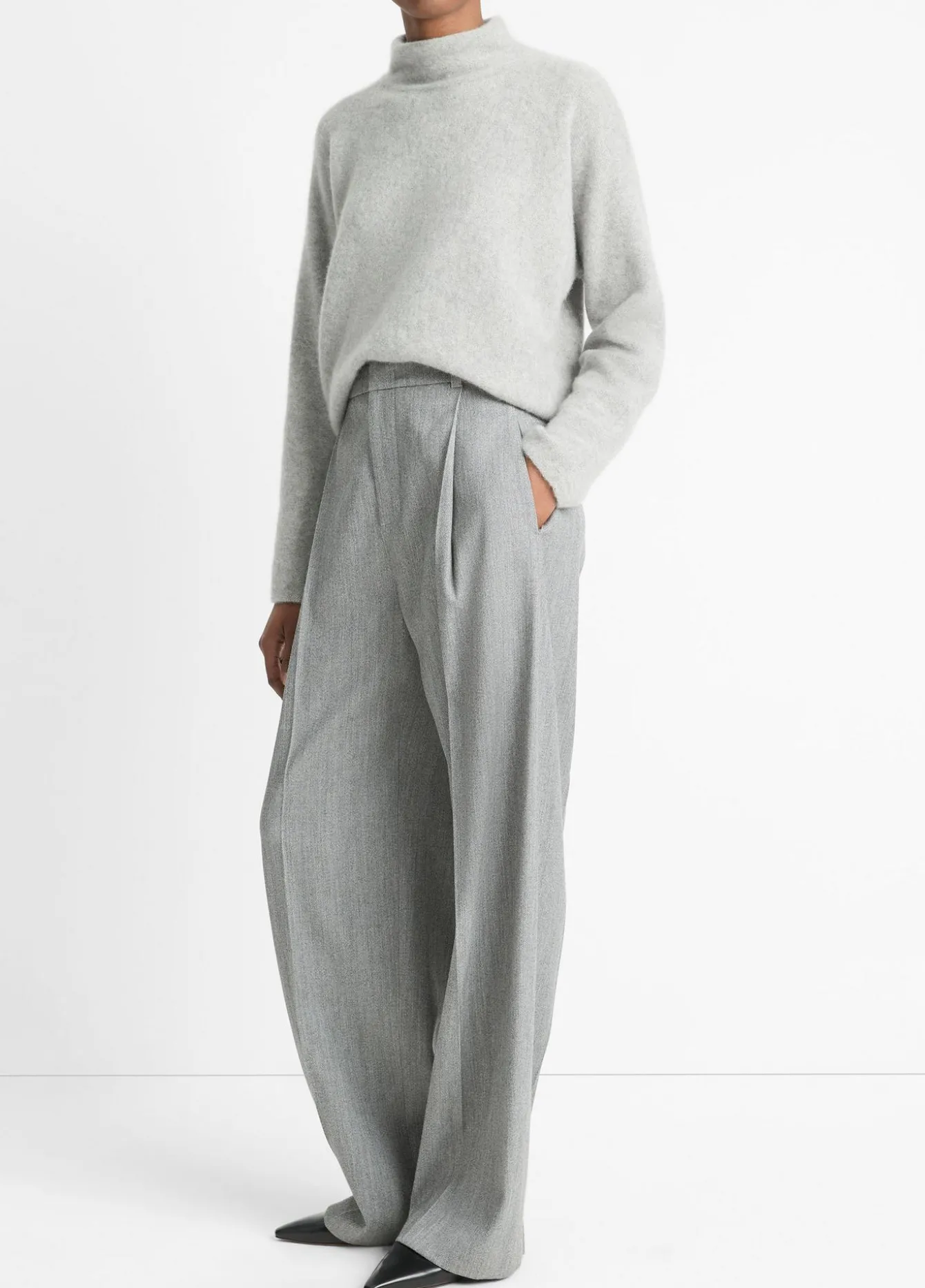 Italian Wool-Blend Twill High-Rise Trouser