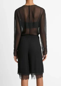 Lace-Trim Chiffon Short