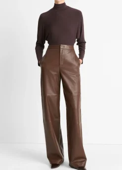 Leather Wide-Leg Utility Pant