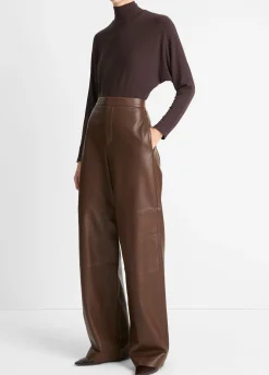 Leather Wide-Leg Utility Pant
