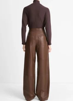 Leather Wide-Leg Utility Pant
