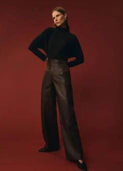 Leather Wide-Leg Utility Pant