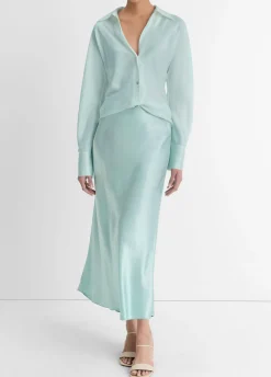 Lingerie-Detailed Satin Slip Skirt