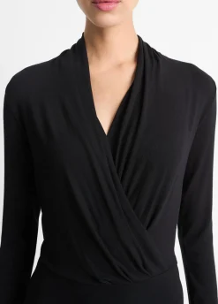 Long-Sleeve Crossover Dress
