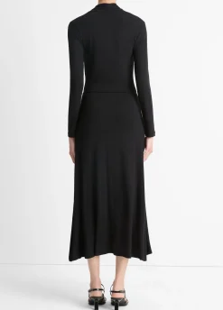 Long-Sleeve Crossover Dress