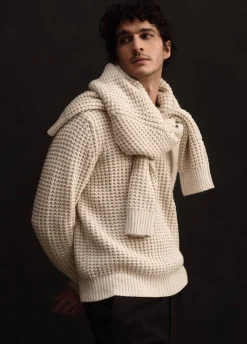 Macro-Waffle Crew Neck Sweater