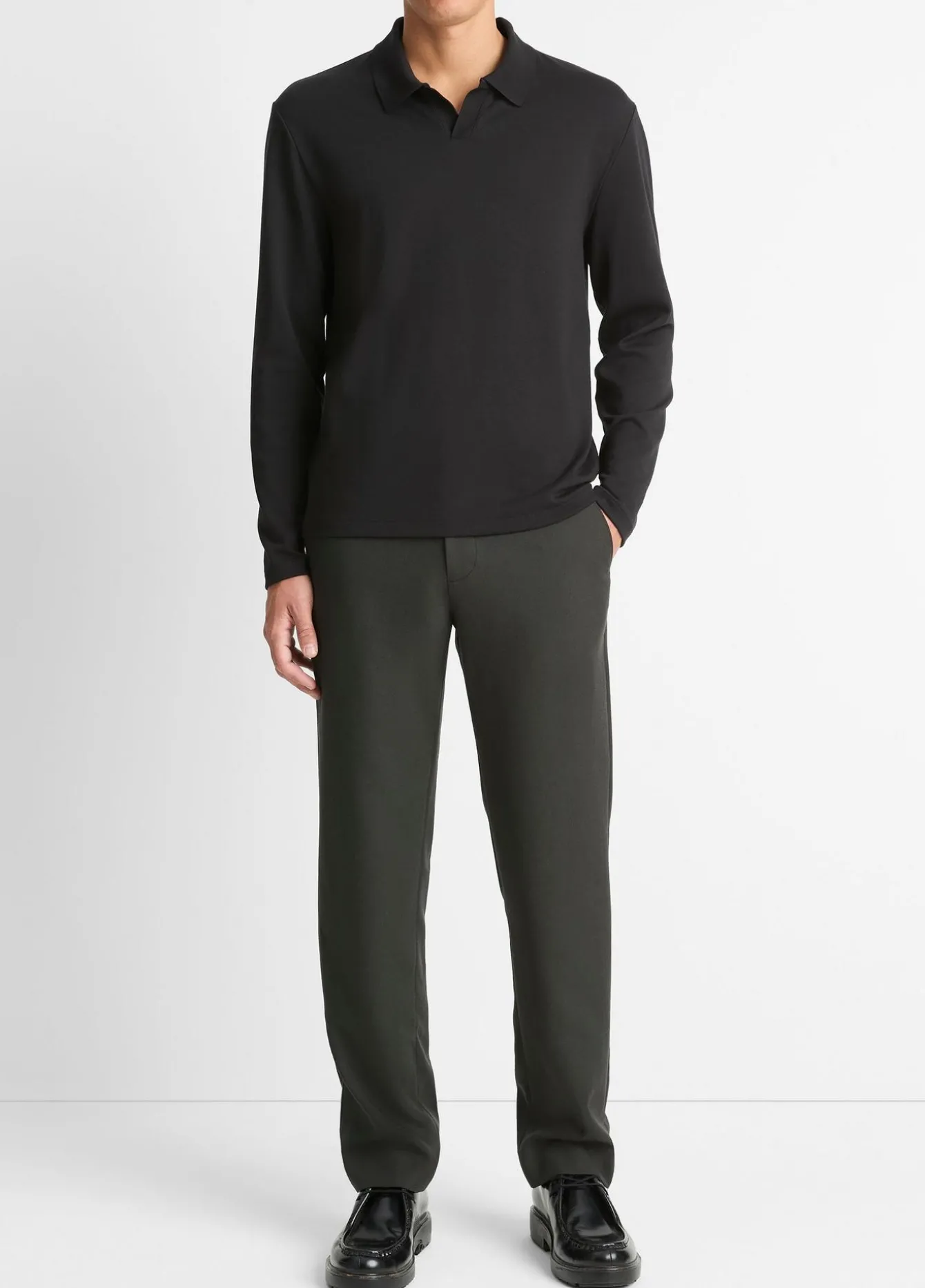 Milano Pima Cotton-Blend Johnny-Collar Shirt