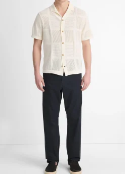 Patchwork Pointelle Short-Sleeve Shirt