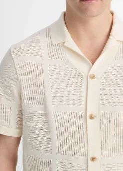 Patchwork Pointelle Short-Sleeve Shirt