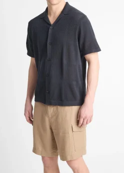 Patchwork Pointelle Short-Sleeve Shirt