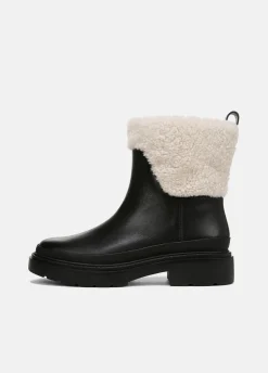 Percie Leather & Shearling Lug-Sole Boot