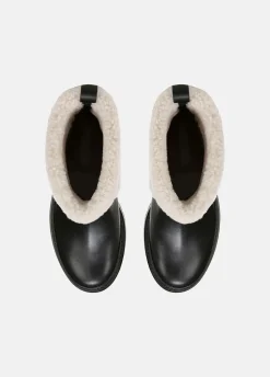 Percie Leather & Shearling Lug-Sole Boot