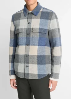 Plaid Italian Splittable Wool-Blend Shirt Jacket
