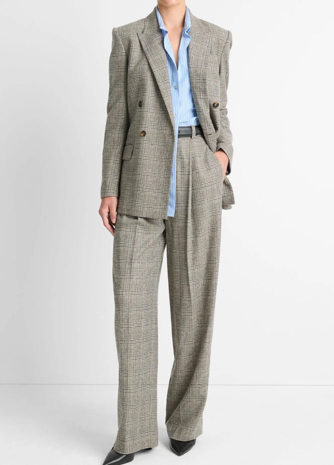 Plaid Italian Wool-Blend Double-Breasted Blazer