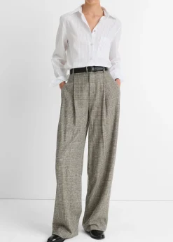 Plaid Italian Wool-Blend High-Rise Trouser