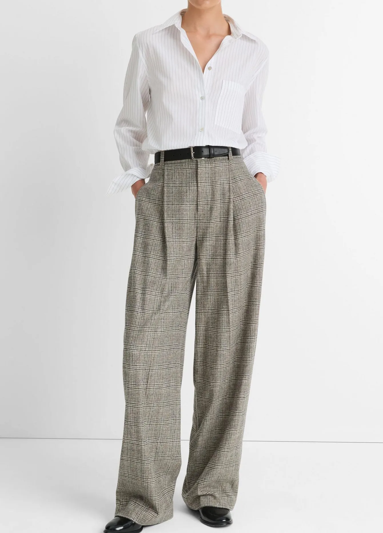 Plaid Italian Wool-Blend High-Rise Trouser