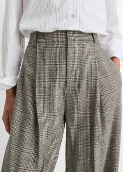 Plaid Italian Wool-Blend High-Rise Trouser