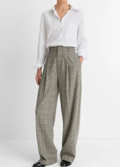Plaid Italian Wool-Blend High-Rise Trouser