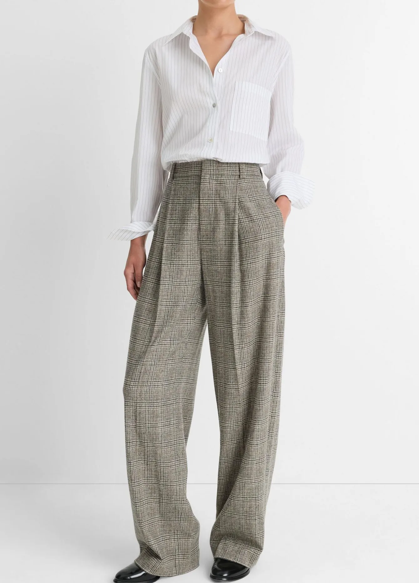 Plaid Italian Wool-Blend High-Rise Trouser