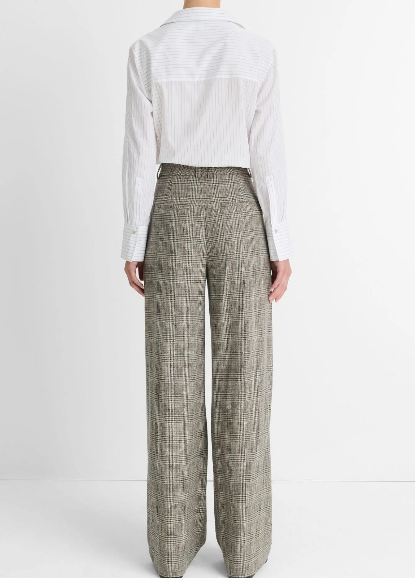 Plaid Italian Wool-Blend High-Rise Trouser