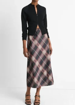 Plaid Satin Slip Skirt
