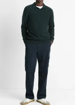 Plush Cashmere Johnny-Collar Polo