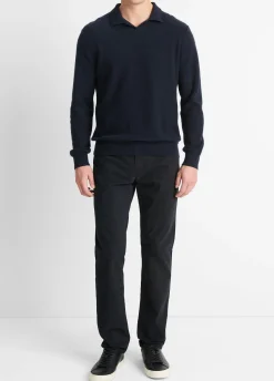 Plush Cashmere Johnny-Collar Polo
