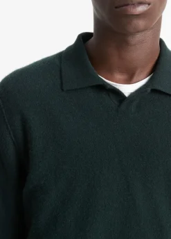 Plush Cashmere Johnny-Collar Polo
