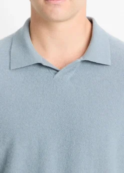 Plush Cashmere Johnny-Collar Polo
