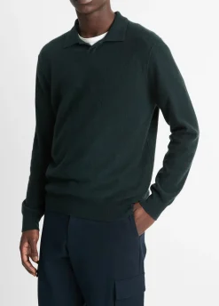 Plush Cashmere Johnny-Collar Polo