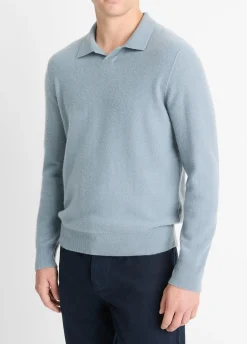 Plush Cashmere Johnny-Collar Polo