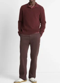 Plush Cashmere Thermal Johnny-Collar Sweater