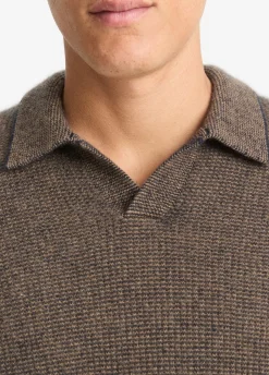 Plush Cashmere Thermal Johnny-Collar Sweater