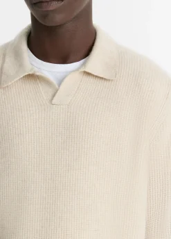 Plush Cashmere Thermal Johnny-Collar Sweater