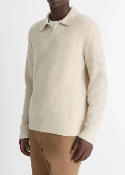Plush Cashmere Thermal Johnny-Collar Sweater