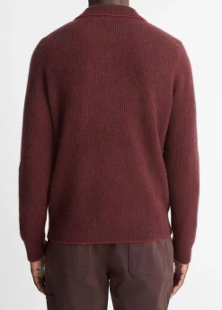 Plush Cashmere Thermal Johnny-Collar Sweater
