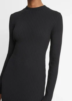 Ribbed Cotton-Blend High-Neck Dress