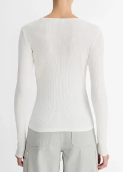 Ribbed Pima Cotton Long-Sleeve T-Shirt