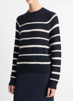 Ribbed Stripe Cotton-Blend Pullover