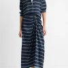 Rugby Stripe Satin Gathered Skirt