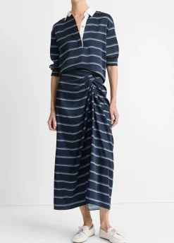 Rugby Stripe Satin Gathered Skirt