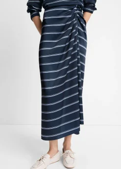 Rugby Stripe Satin Gathered Skirt