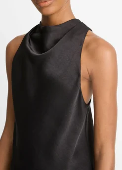 Satin Cowl-Neck Bias Top
