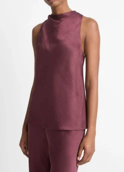 Satin Cowl-Neck Bias Top