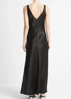 Satin V-Neck Maxi Slip Dress