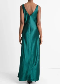 Satin V-Neck Maxi Slip Dress