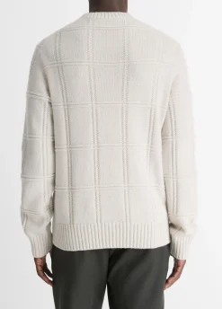 Seed-Stitch Windowpane Wool Sweater